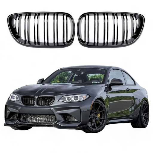 BMW F22 2 Series Coupe Grilles Gloss black