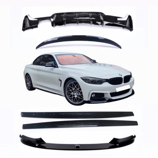 BMW F33 Kit 4 Series Convertible Gloss Black Spoiler Diffuser Splitter Side Extensions - Auto Kits